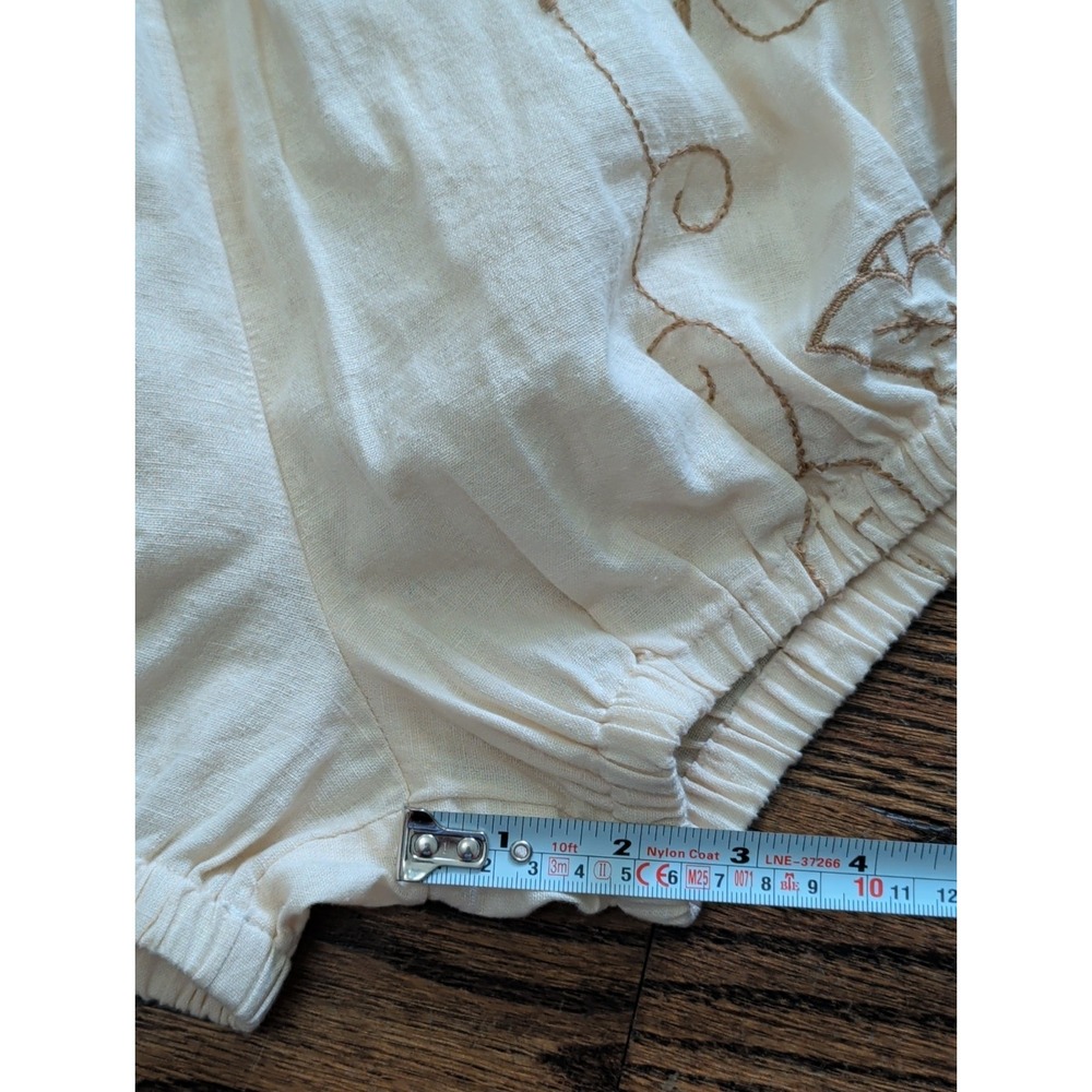 NWT Anthropologie Sz M Embroidered Beige Bloomer Shorts Pull On Elastic Boho - Picture 6 of 8